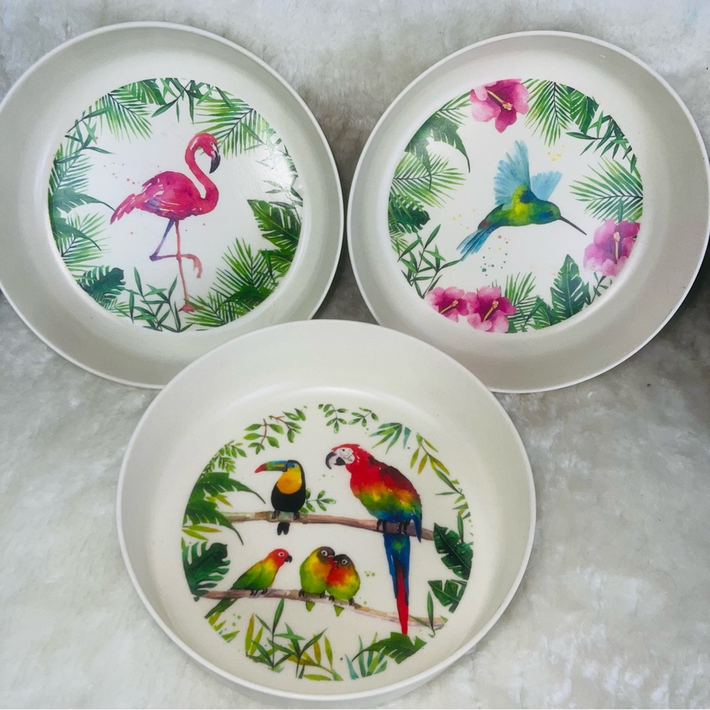 Tropical Flamingo Bamboo Bowl Set (3)